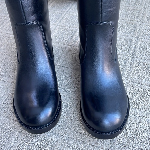 New Marc Jacobs Black Leather Tall Riding Boots Pull On size 37 w/ dust bag - Picture 6 of 7